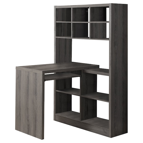 Computer Desk, Home Office, Bookcase, Corner, L Shape, Work, Laptop, Laminate, Brown